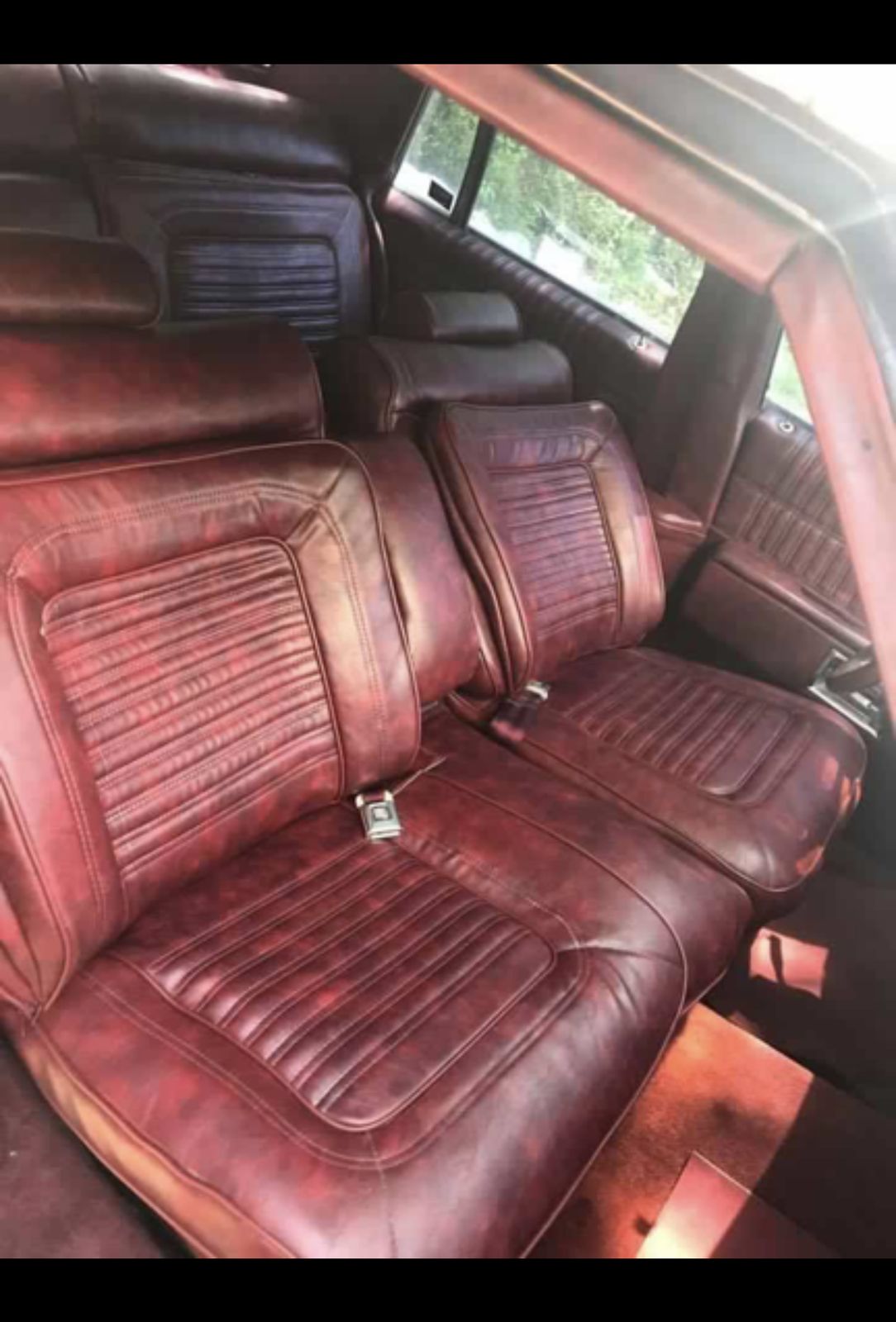 Burgundy leather bench seats