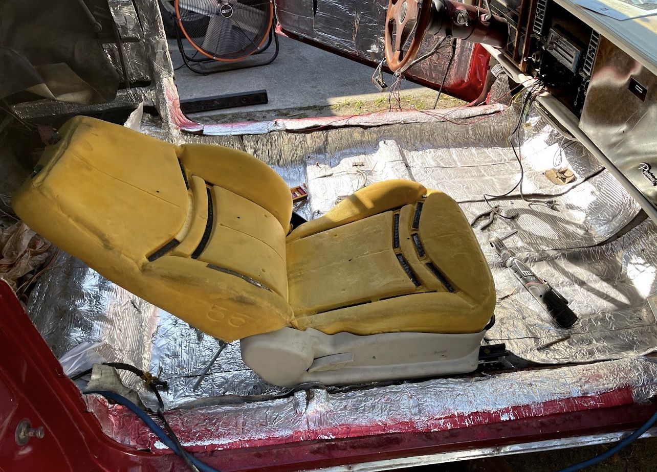 Interior stripped for new upholstery