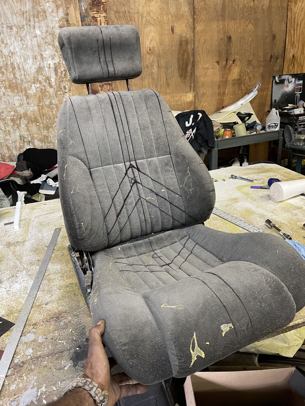 Racing seat before reupholstery