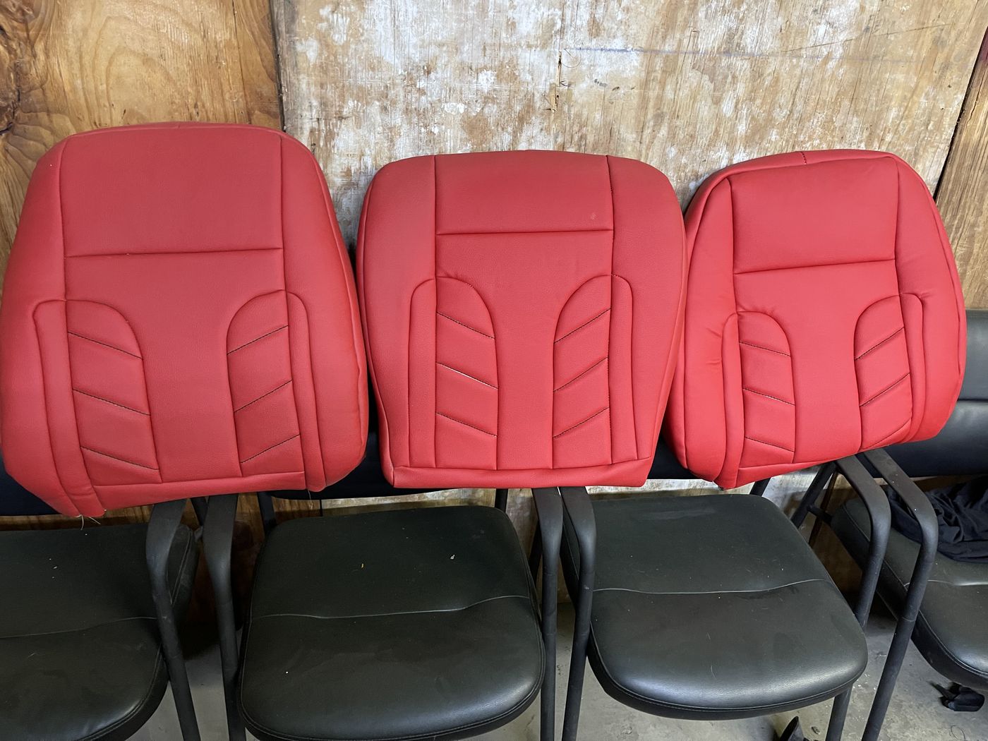Red leather seat covers ready for install