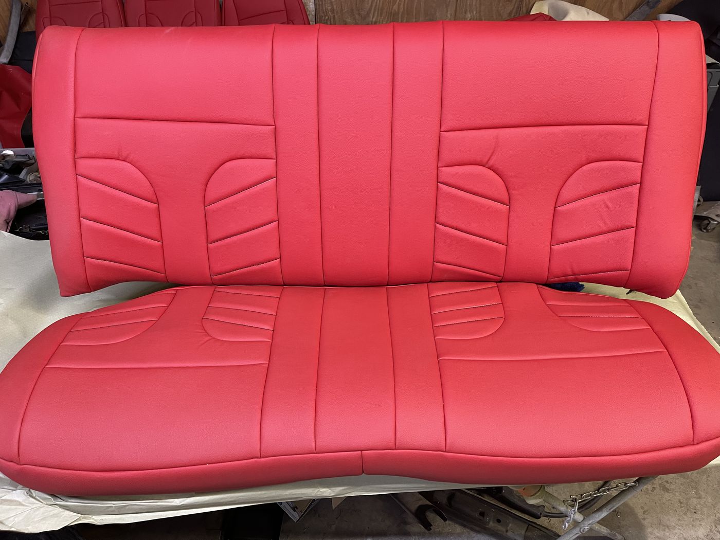 Red leather bench seat