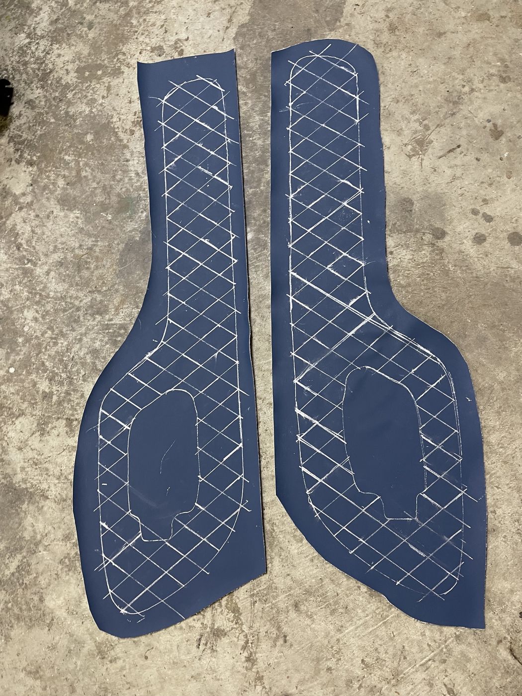 Navy panels with diamond stitching