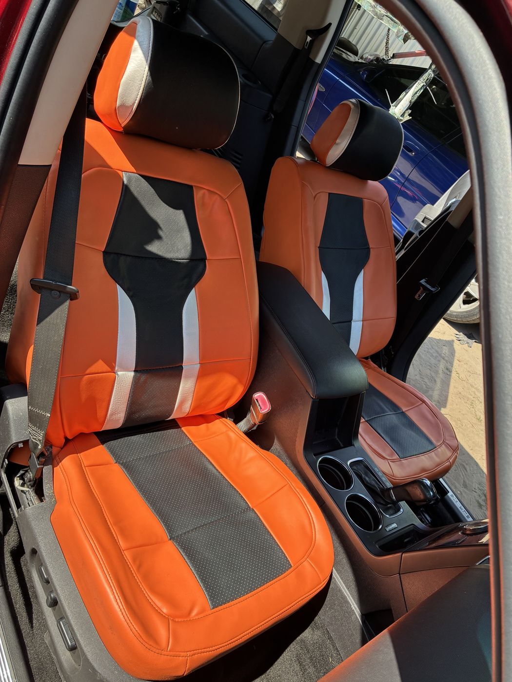 Orange and black custom seats