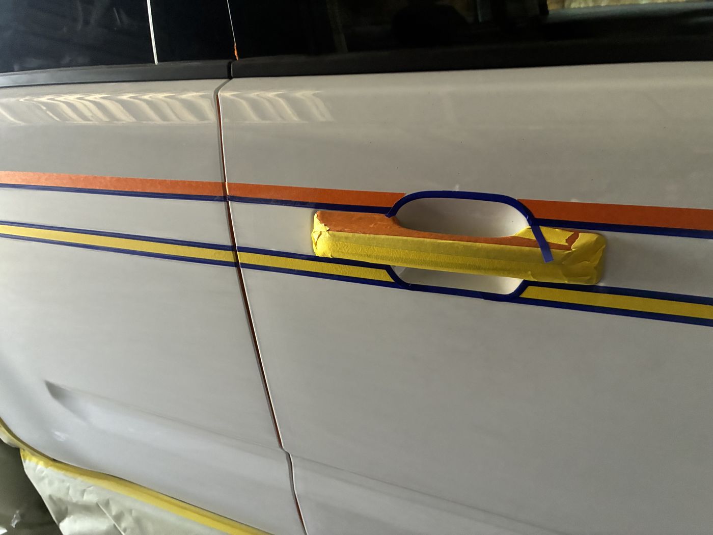 Custom stripe on a white door